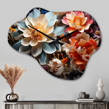 White Coral Abstract Still Life's - Asymmetric Metal Wall Clock